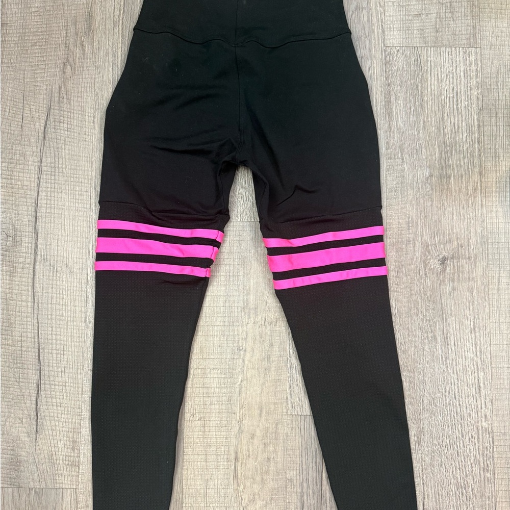 Black and Pink Women's High-Waisted Leggings - Picture 4 of 4